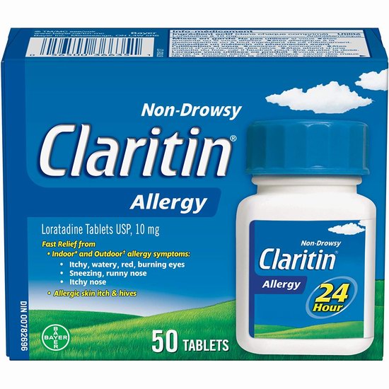  Claritin Reditabs 氯雷他定 非处方 无嗜睡 24小时抗过敏药（50片）5.1折 20.53加元！