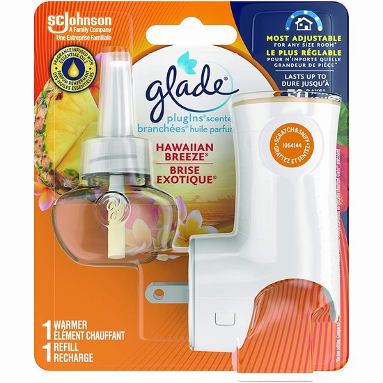  Glade Plugins 夏威夷微风香味 空气清新 插电式香薰机5.2折 5.44加元！