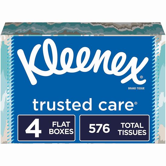  历史新低！Kleenex Trusted Care 超柔软面巾纸（144张x4盒）3.8折 3.83加元！