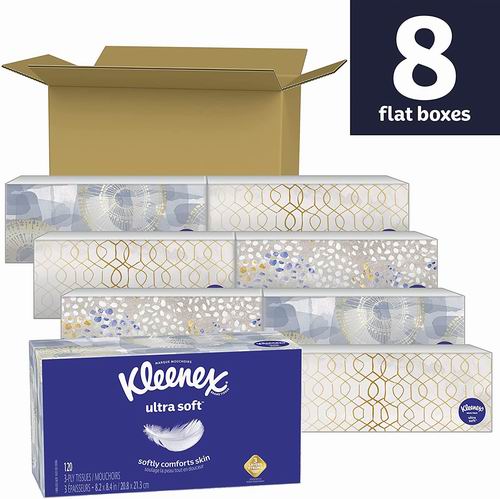  Kleenex 超柔软面巾纸 120×8盒 13.88加元（原价 20.55加元），每盒1.73加元（Costco售价2.33加元）