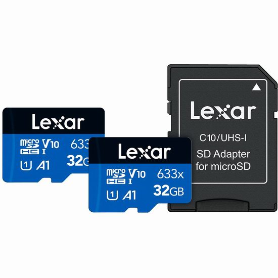  历史新低！Lexar 雷克沙 microSDHC 633x 32GB 高性能储存卡2件套6.2折 12.99加元！