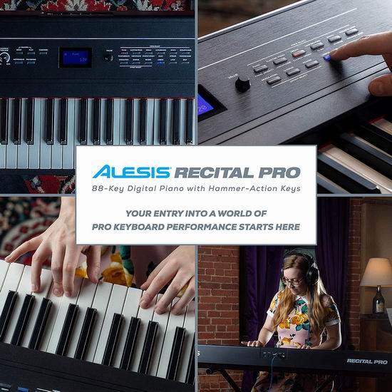 Alesis 爱丽希思Recital Pro 88键击锤配重电钢琴7.9折417.19加元包邮