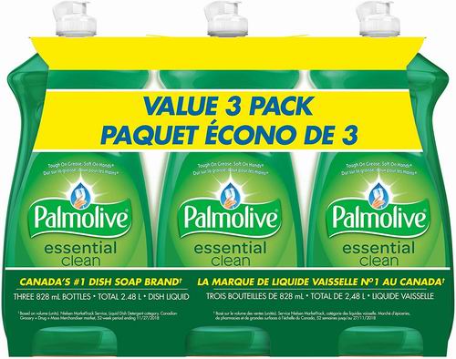 Palmolive 液体洗洁精（828毫升 x 3瓶） 5.97加元（原价 7加元）每瓶1.99加元