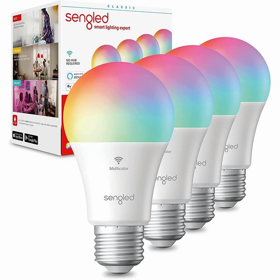  历史新低！Sengled 60瓦等效 可变色LED智能灯泡4件套5折 29.99加元包邮！支持语音控制，模拟日出日落！