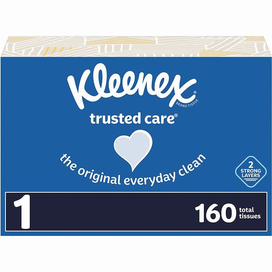  历史新低！Kleenex Trusted Care 舒洁 超柔软面巾纸（160张）5.4折 1.89加元！