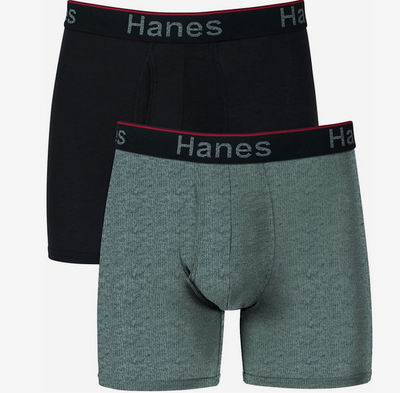  白菜价！Hanes 男式四角内裤2件套 9.6加元起（原价 22.97加元）