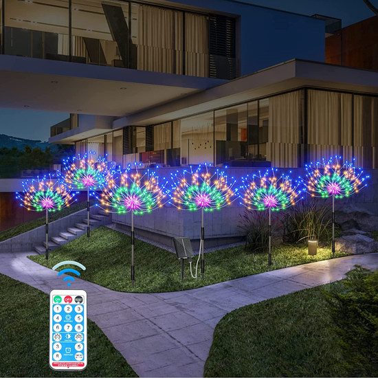  ZRJNLED 120 LED 8模式 室外太阳能烟花灯6件套4.1折 19.99加元包邮！3色可选！