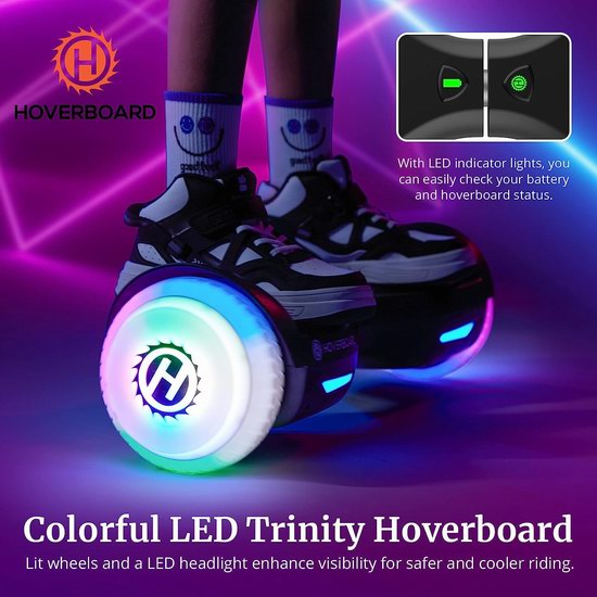  历史新低！Hoverboard Trinity 高颜值 炫酷彩轮 双电机 蓝牙体感平衡车5.9折 141.99加元包邮！4色可选！