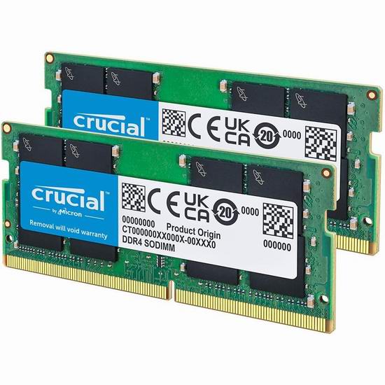  黑五价！Crucial 英睿达 RAM 32GB DDR4 3200 MHz CL22笔记本电脑内存5.9折 76.8加元包邮！