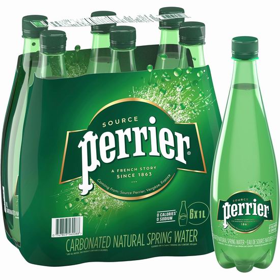  Perrier 天然含气矿泉水/巴黎水（1升x6瓶） 8.49加元！