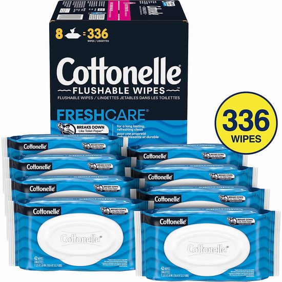  Cottonelle Fresh Care 可冲马桶湿巾纸（336张） 16.14加元（原价 21.99加元）