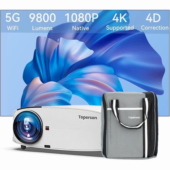  历史新低！Toperson T670 原生1080P 5G WiFi无线 家庭影院投影仪5折 69.99加元包邮！