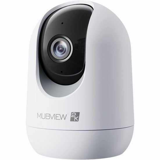  MUBVIEW 2K超高清 360°旋转 家庭安防 室内无线摄像头6.4折 31.99加元！