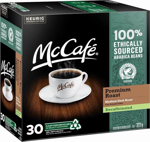  McCafe 中深度烘焙无咖啡因 K-Cup  咖啡胶囊（30粒 ）6.7折 16.12加元！单粒0.54加元！