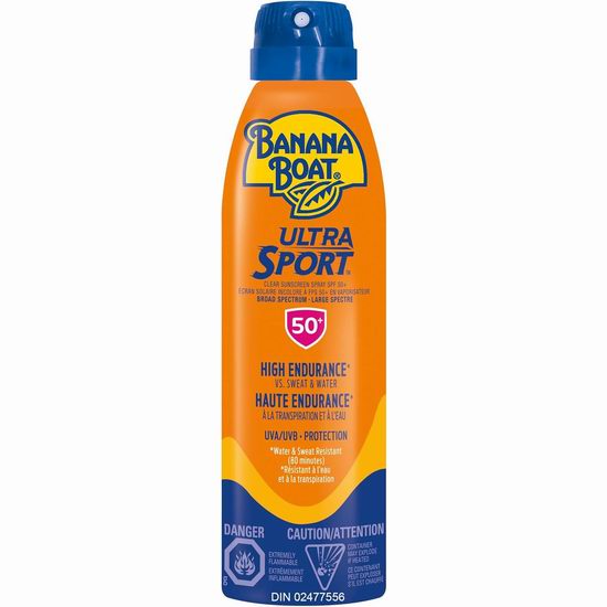  Banana Boat Sport 香蕉船运动 SPF 50+防晒喷剂 9加元（原价 10.97加元）