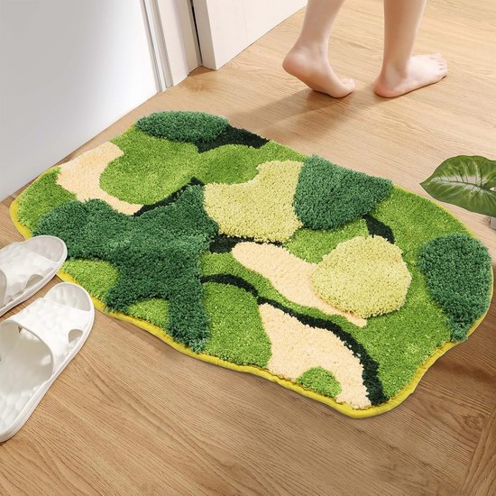  历史新低！Txkrhwa 3D簇绒 超可爱绿色苔藓 卧室浴室 超吸水地毯/地垫3.8折 11加元！