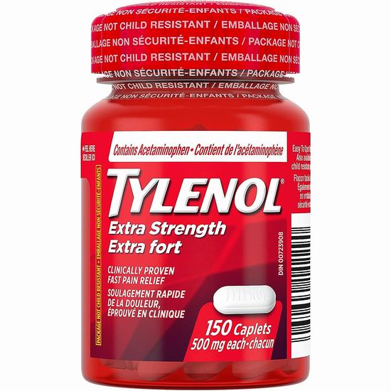  历史新低！Tylenol 泰诺 Extra Strength 强效退烧止痛片（500mg x 150片）4.7折 7.6加元！