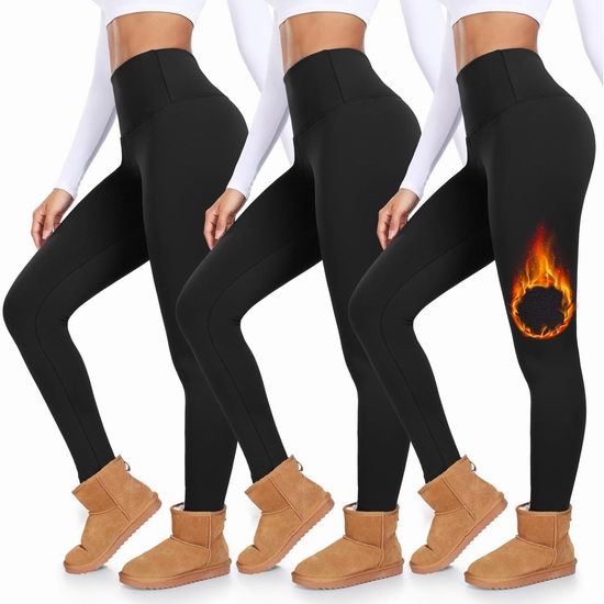  历史新低！DHSO 女式高腰暖绒打底瑜伽裤3件套6.8折 25.99加元！单条仅8.66加元！2款可选！