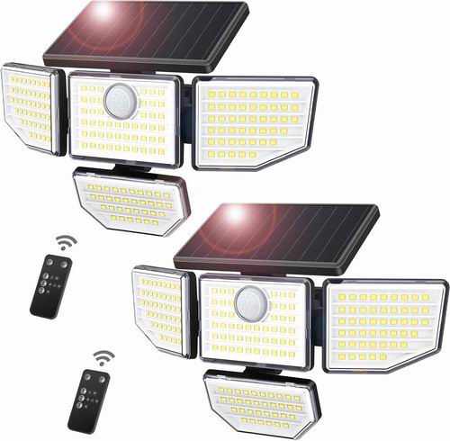  史低价！soysout 176 LED 3000流明超亮 可遥控 太阳能运动感应灯2件套 39.49加元（原价 54.99加元）！每件19.74加元