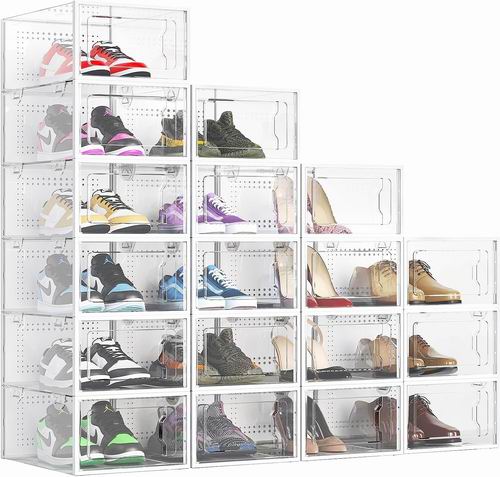  Elechomes 可堆叠透明塑料鞋盒18个装 53.99加元