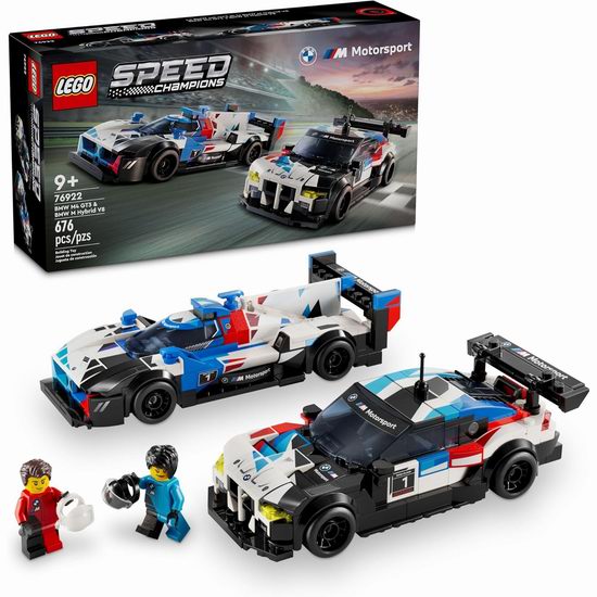  历史新低！LEGO 乐高 76922 宝马 M4 GT3 和宝马 M Hybrid V8 赛车（676pcs）7折 41.98加元包邮！