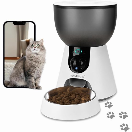  历史新低！ONATISMAGIN 1080P高清监控 全自动猫狗喂食器5折 94.99加元包邮！