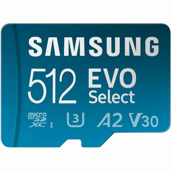  历史最低价！Samsung 三星 EVO Select 512GB microSDXC 闪存卡6.2折 39.99加元包邮！