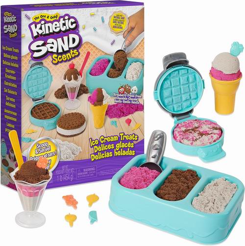  史低价！Kinetic Sand冰淇淋零食玩具套装 含3色全天然香味游戏沙 12.98加元（原价 17.97加元）