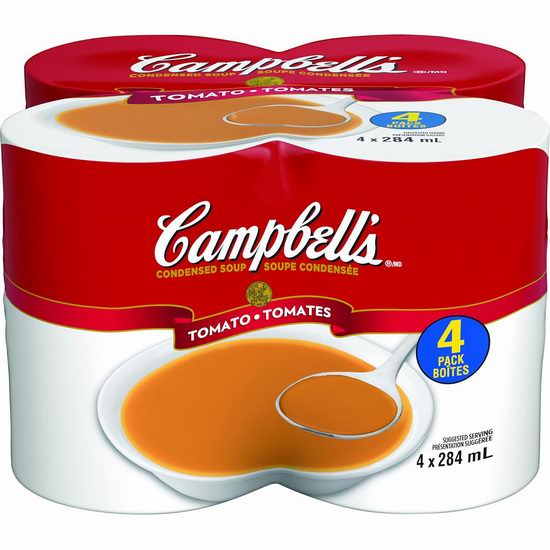  Campbell's 金宝浓缩番茄汤（284毫升x4）3.68加元！