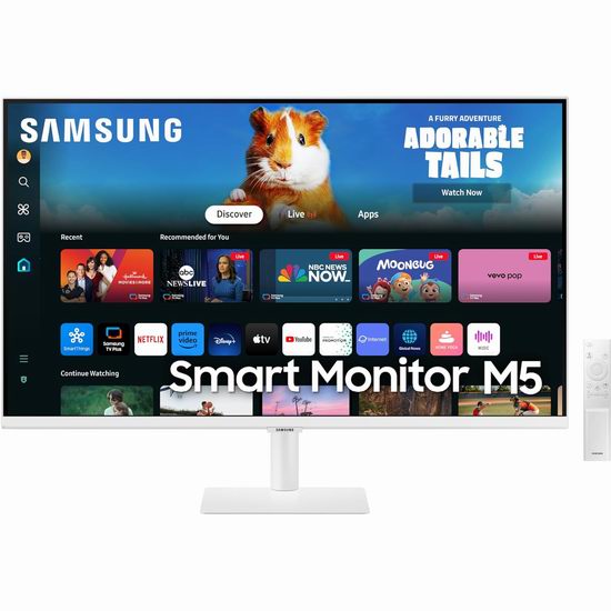  历史新低！2024版 SAMSUNG 三星 M5 27英寸 FHD 二合一 智能电视/显示器6.6折 198加元包邮！