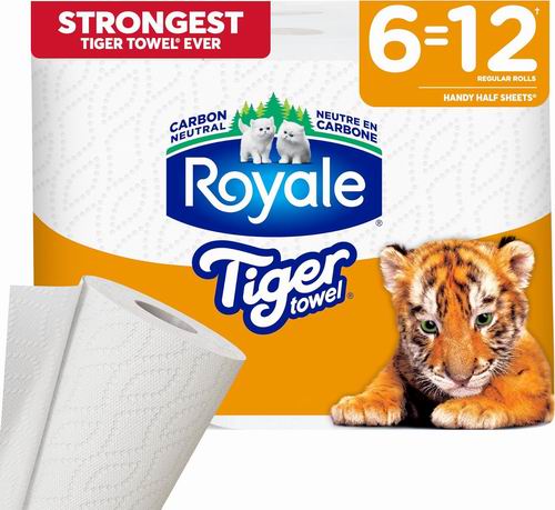  Royale Tiger 强力厨房纸6卷相当于12卷  11.99加元（原价 17.99加元）