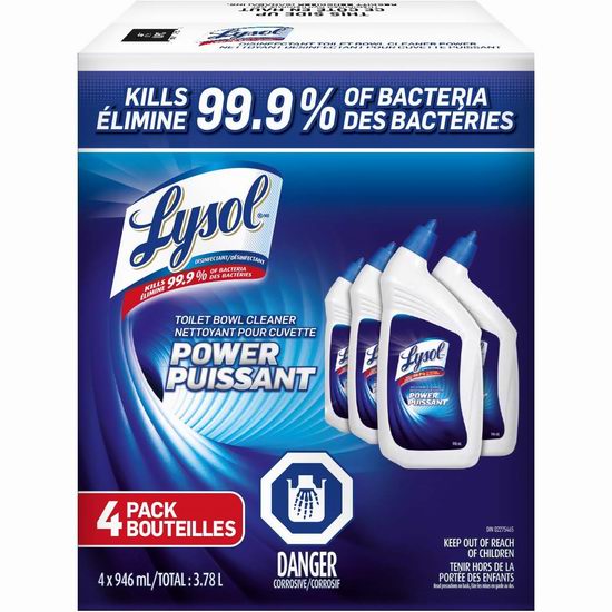  Lysol 来苏尔 10倍强力清洁 马桶专用消毒剂/洁厕灵（4 x 946 ml） 9.47加元！单瓶仅2.37加元！