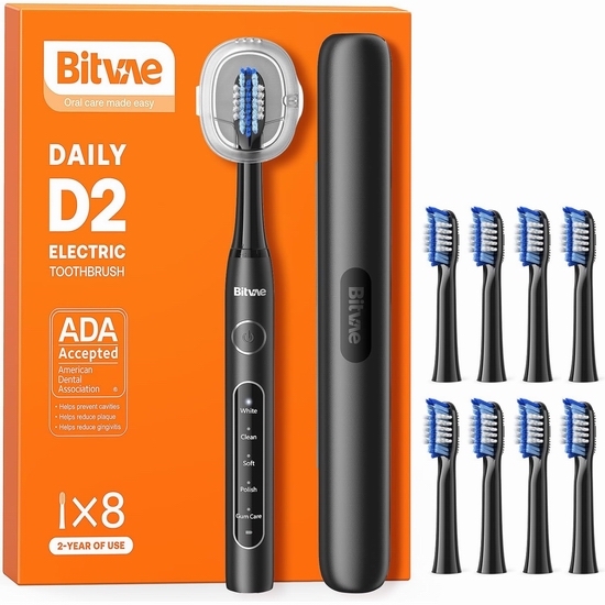  Bitvae D2 声波震动电动牙刷5.5折 24.99加元！带8个刷头！3色可选！