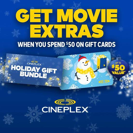  Cineplex购$50电影票礼品卡，送价值$50大礼包！毒液：最后一舞、危笑2、断魂小丑3、秘密会议、荒野机器人热映中！