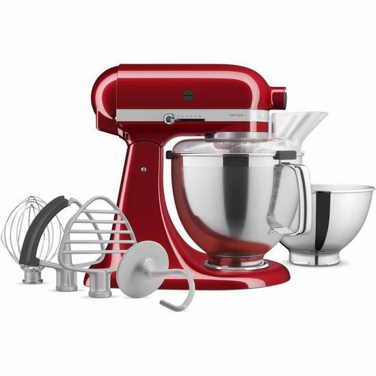 历史最低价！KitchenAid 厨宝 Artisan 名厨系列 KSM195PSCA 5夸脱 双碗多配件 厨师机6.3折 379.99加元包邮！