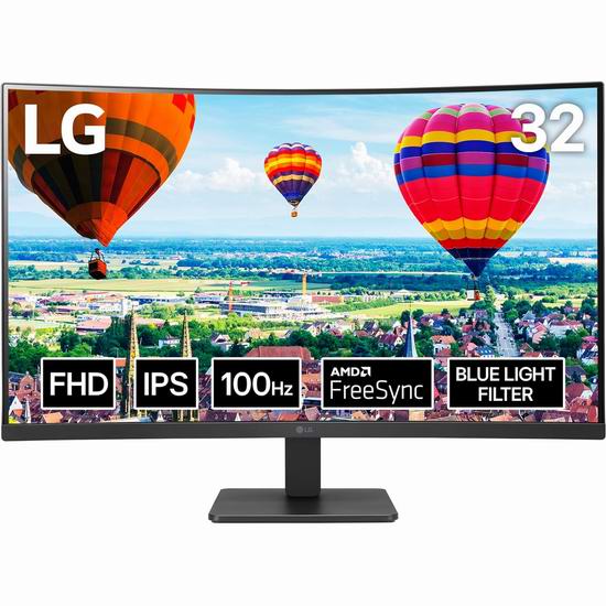  历史新低！LG 32MR51CA 31.5英寸全高清 100Hz IPS FreeSync 曲面屏显示器6.2折 159.99加元包邮！