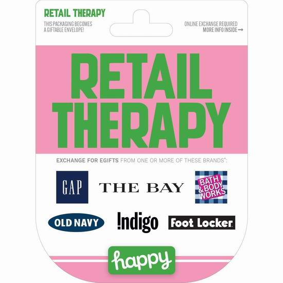  RETAIL THERAPY Choice Cards 50加元礼品卡，仅需40加元！支持商家The Bay, Gap, Old Navy, Foot Locker, Indigo, Bath & Body Works！