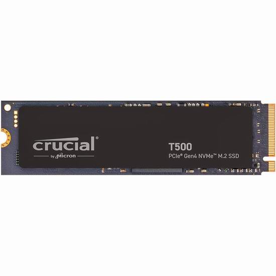  历史新低！Crucial 英睿达 T500 4TB Gen4 NVMe M.2 SSD 游戏固态硬盘6.3折 340.74加元包邮！