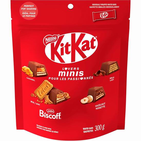  历史新低！KIT KAT Lovers Minis 雀巢迷你经典牛奶巧克力威化棒（300克）4.8折 6.99加元！