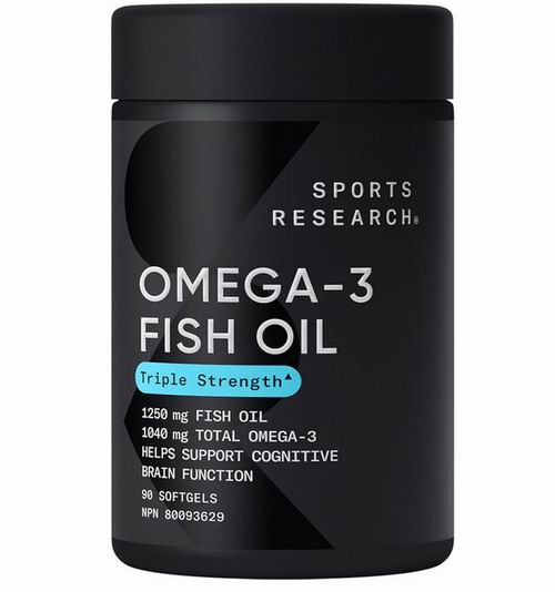  Sports Research 三倍强度 Omega 3 鱼油补充剂90粒 36.95加元（原价 51加元）