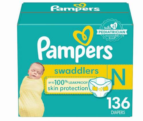  Pampers Swaddlers 新生儿纸尿裤136个装 23.98加元（原价 32.97加元）