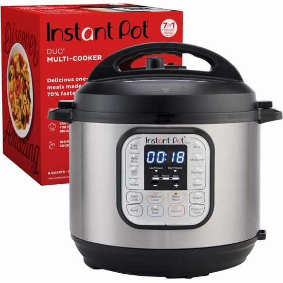 Instant Pot IP-DUO60 6夸脱 7合一 多功能电压力锅7.1折 99.98加元包邮！