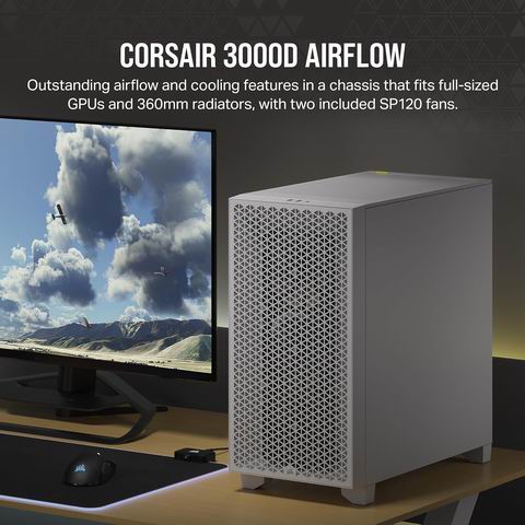  史低价！CORSAIR 3000D Airflow中塔式 PC 机箱 69.99加元（原价 129.99加元）