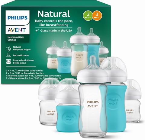  史低价！Philips AVENT 新安怡玻璃自然奶瓶礼品套装 49.97加元（原价 74.99加元）